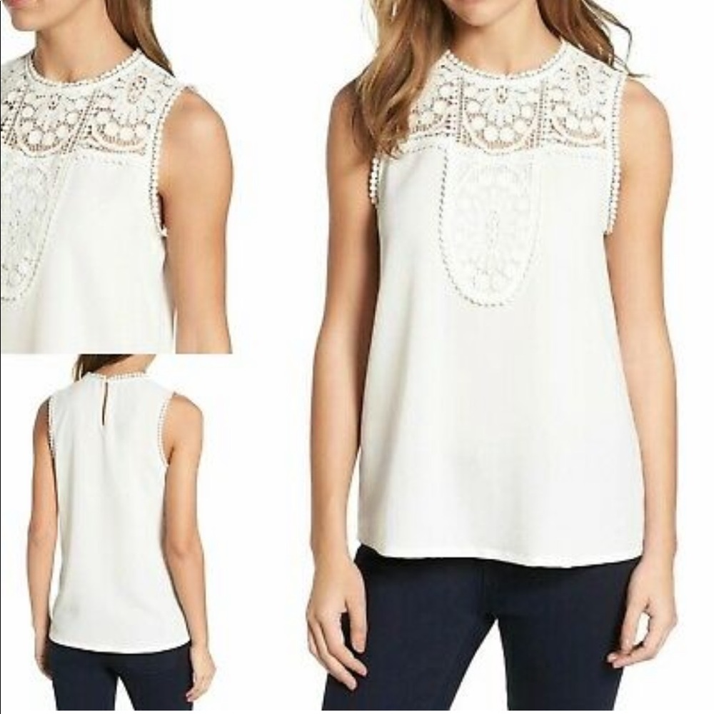 NWT Halogen Lace and Crepe Top